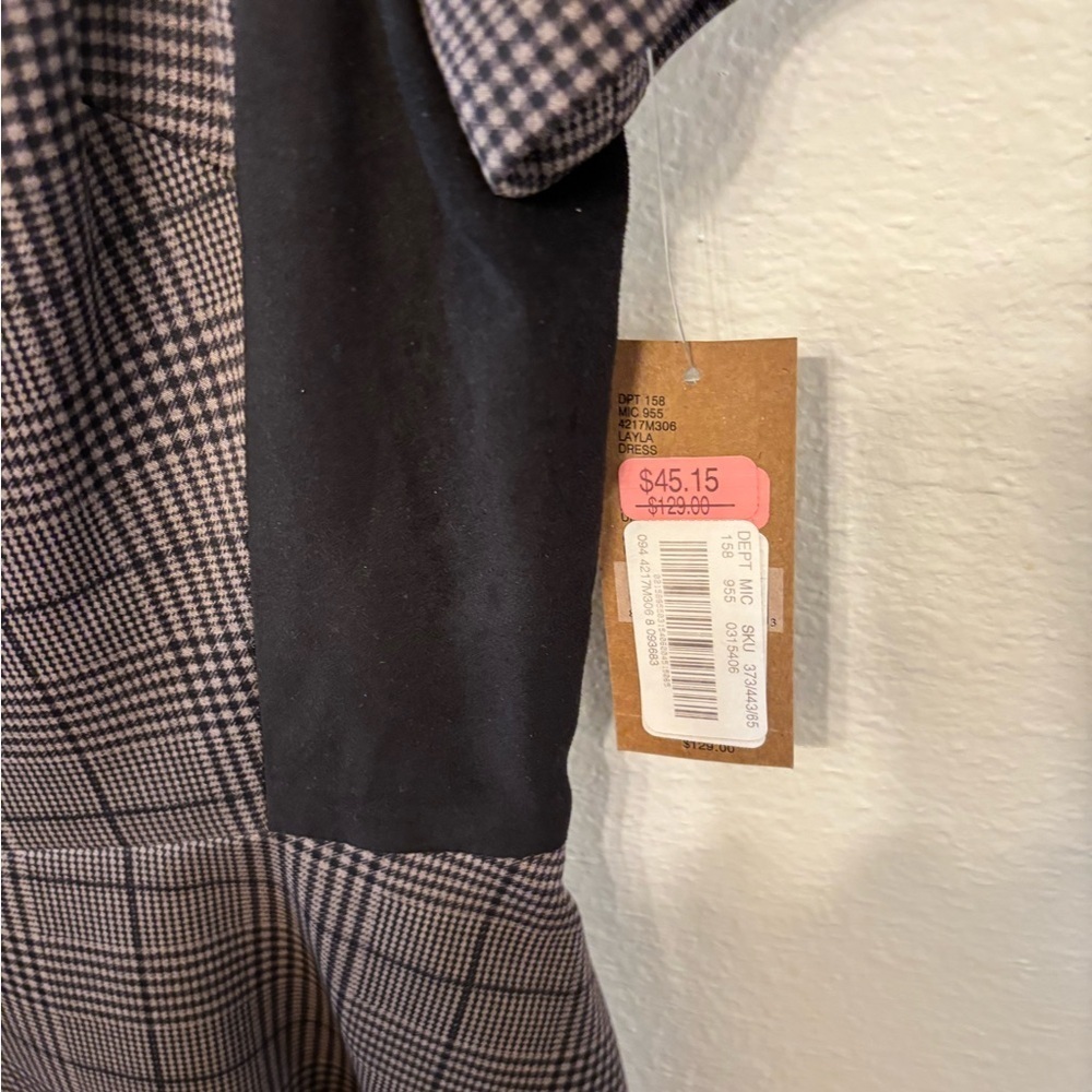 Daniel Cremieux Black and Gray Plaid Mini Dress - Picture 4 of 5